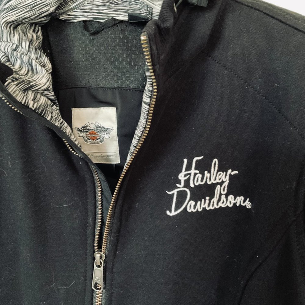 HARLEY-DAVIDSON Women's Heavy Duty Hooded Sweatshirt Riding Jacket EUC Size L